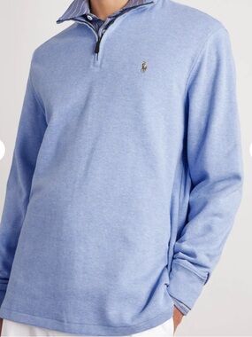 Polo Ralph Lauren Logo-Embroidered Cotton Half-Zip Sweater Mens XL Coastal